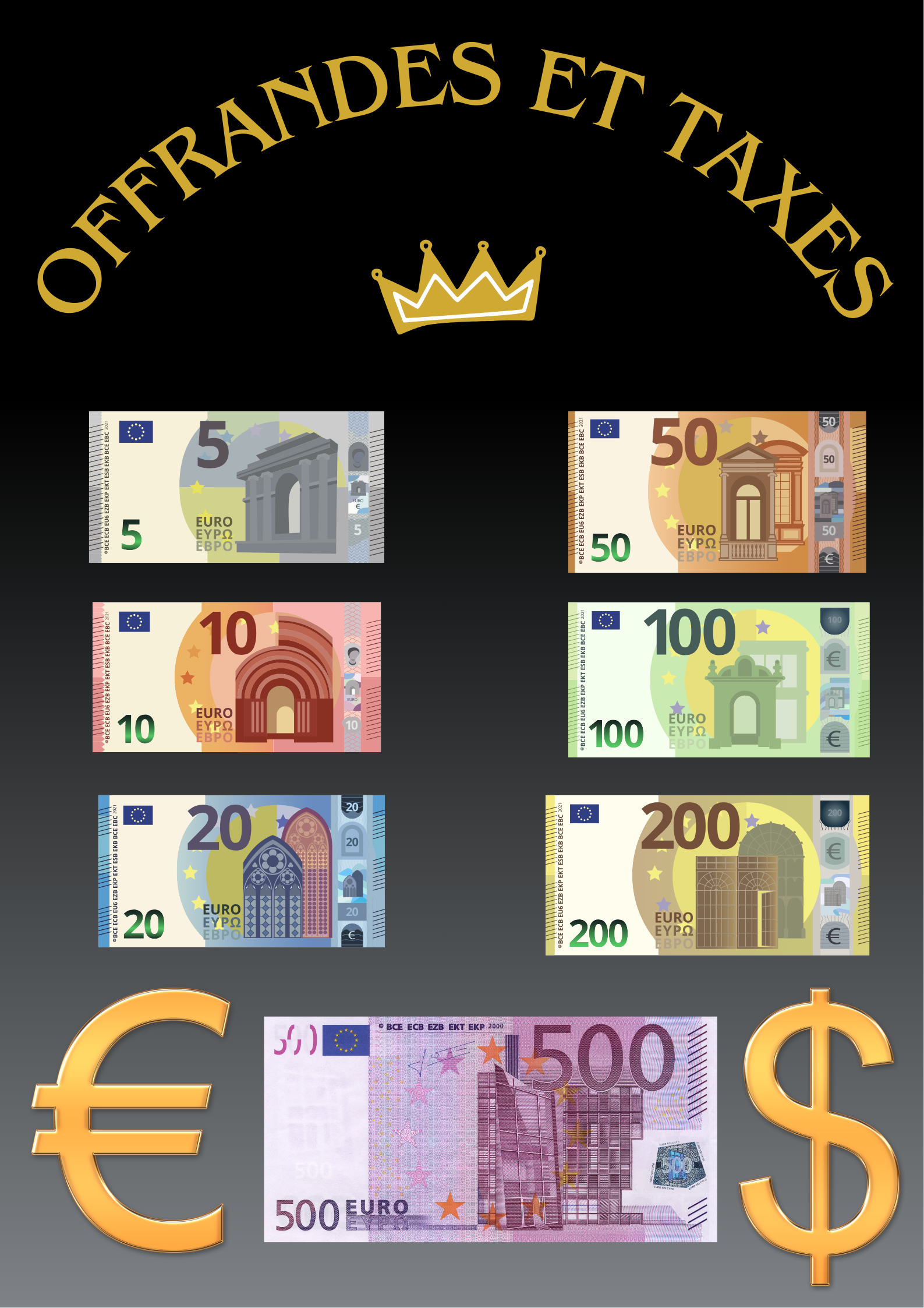 Image montrant un aperçu de billet de banques en euros