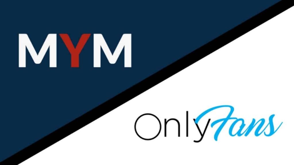 Logo de MyM et OnlyFans, représentant des plateformes de contenu exclusif et d'abonnement pour du sexe