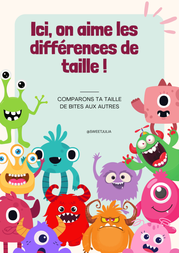 Couverture de livre illustrée de monstres avec le titre "L'on aime les différences de toutes".
