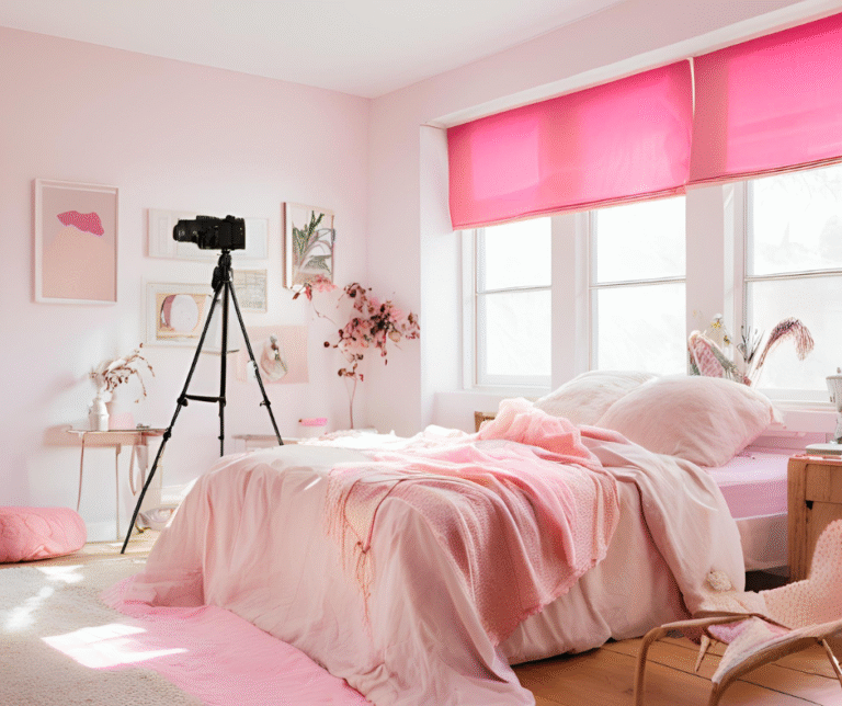 une chambre rose de teens