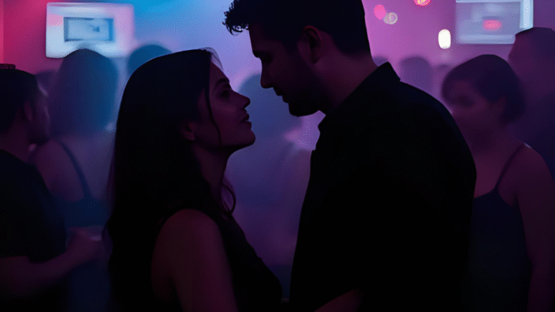 Une femme rencontre un homme dans une discothèque