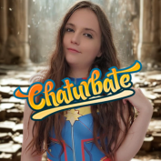 Une fille en costume de super-héros avec le mot "chaturbate" écrit en grand.
